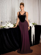 Dark Purple High Waist Elegant Maxi Dress|NOOSGOP