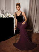 Dark Purple High Waist Elegant Maxi Dress|NOOSGOP