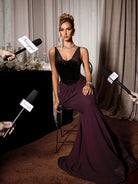 Dark Purple High Waist Elegant Maxi Dress|NOOSGOP