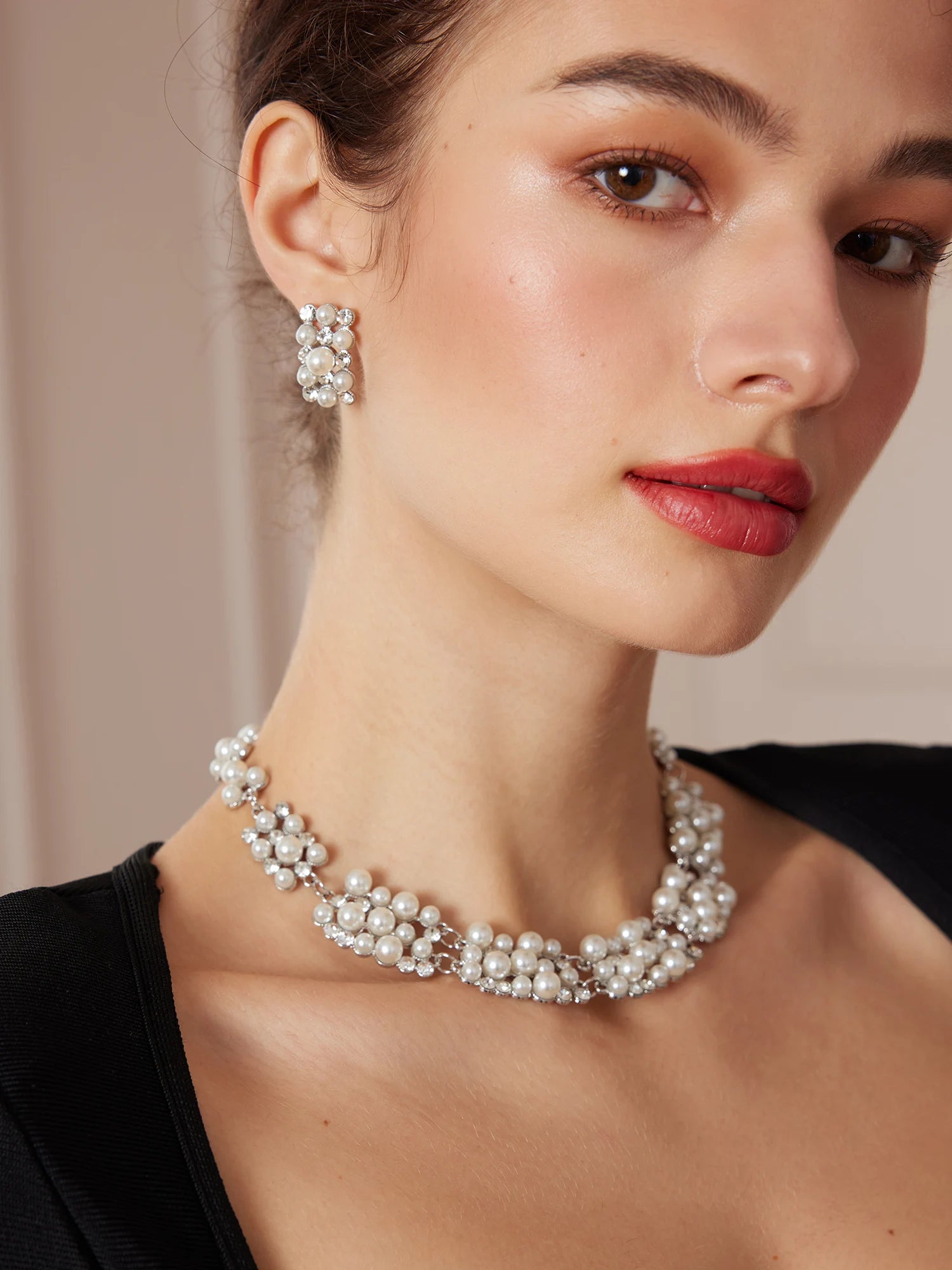 Elegant Rhinestone Necklace Earrings Set |NOOSGOP