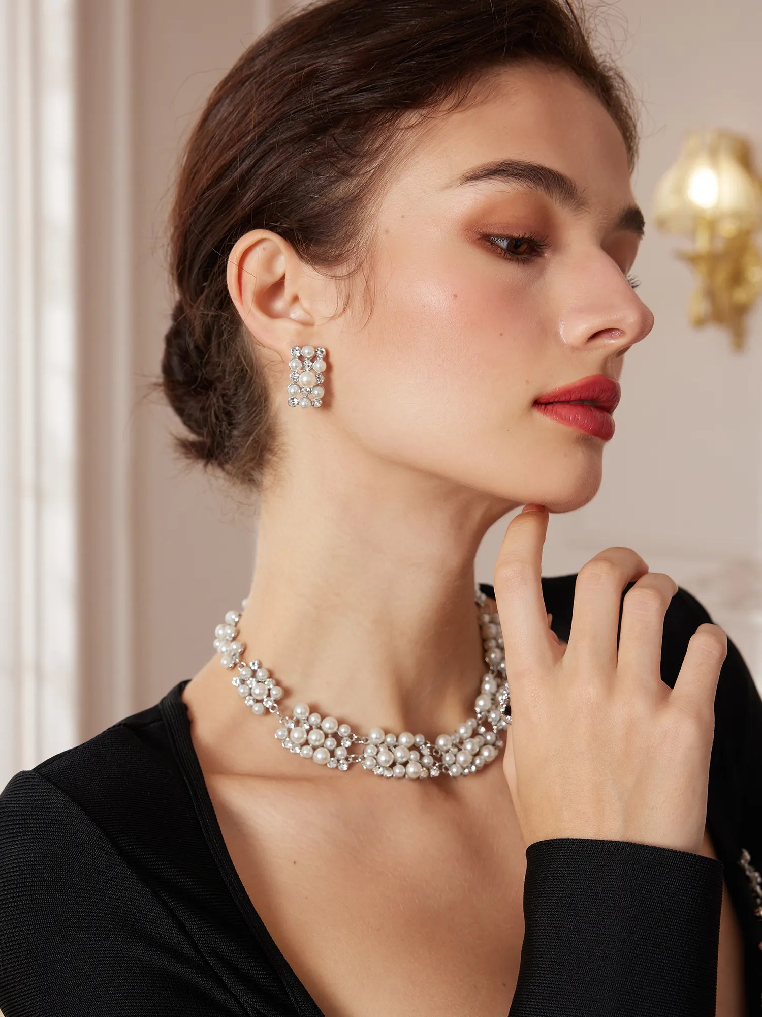Elegant Rhinestone Necklace Earrings Set |NOOSGOP