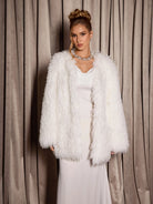 Elegant White Fuzzy Oversized Coat|NOOSGOP