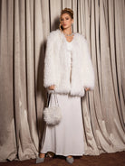 Elegant White Fuzzy Oversized Coat|NOOSGOP
