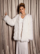 Elegant White Fuzzy Oversized Coat|NOOSGOP