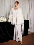 Elegant White Fuzzy Oversized Coat|NOOSGOP