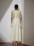 Embroidered Gold Beaded Mesh Maxi Dress|NOOSGOP
