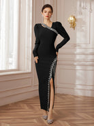 Fringed Studded Bandage Maxi Dress|NOOSGOP