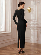 Gem-Ribboned Sweep-Train Maxi Dress|NOOSGOP