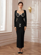 Gem-Ribboned Sweep-Train Maxi Dress|NOOSGOP