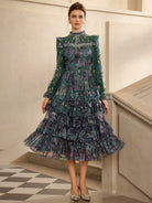 Green Floral Pleated Midi Dress|NOOSGOP