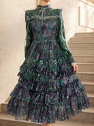 Green Floral Pleated Midi Dress|NOOSGOP