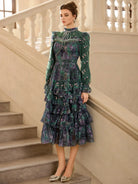 Green Floral Pleated Midi Dress|NOOSGOP