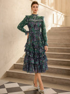 Green Floral Pleated Midi Dress|NOOSGOP