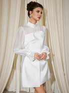 High Neck Mesh Patchwork Mini Dress|NOOSGOP