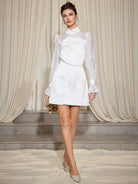 High Neck Mesh Patchwork Mini Dress|NOOSGOP