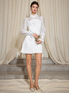 High Neck Mesh Patchwork Mini Dress|NOOSGOP