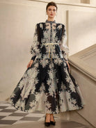 Ink Print Round Neck Maxi Dress|NOOSGOP