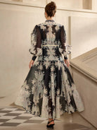 Ink Print Round Neck Maxi Dress|NOOSGOP