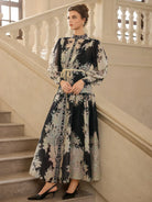 Ink Print Round Neck Maxi Dress|NOOSGOP