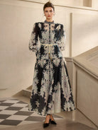 Ink Print Round Neck Maxi Dress|NOOSGOP