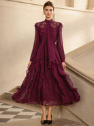 Lace Mesh Ruched Detail Midi Dress|NOOSGOP