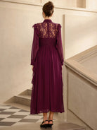 Lace Mesh Ruched Detail Midi Dress|NOOSGOP