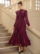 Lace Mesh Ruched Detail Midi Dress|NOOSGOP