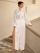 Leaf Print Mesh Tie Waist Maxi Dress|NOOSGOP