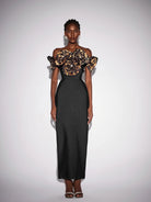 Leopard Floral Rhinestone Bodycon Maxi Dress|NOOSGOP