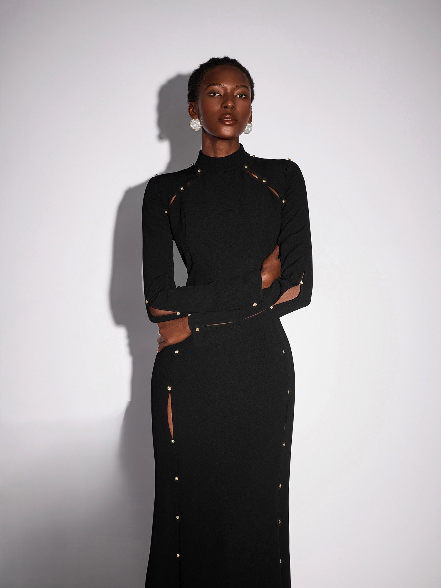 Long Beaded Black Maxi Dress|NOOSGOP