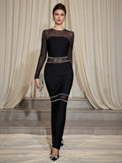 Mesh Patchwork Diamond Maxi Dress|NOOSGOP