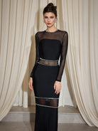 Mesh Patchwork Diamond Maxi Dress|NOOSGOP