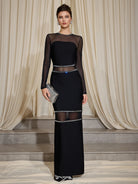 Mesh Patchwork Diamond Maxi Dress|NOOSGOP