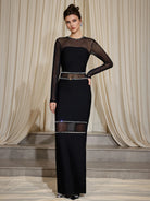 Mesh Patchwork Diamond Maxi Dress|NOOSGOP