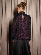 Multicolor Sequin High Neck Party Top|NOOSGOP