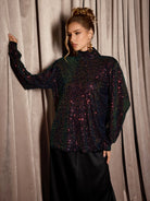 Multicolor Sequin High Neck Party Top|NOOSGOP