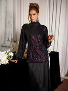 Multicolor Sequin High Neck Party Top|NOOSGOP