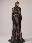 Multicolor Sequin Slit Evening Maxi Dress|NOOSGOP