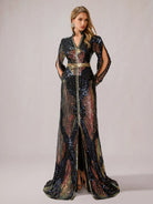 Multicolor Sequin Slit Evening Maxi Dress|NOOSGOP