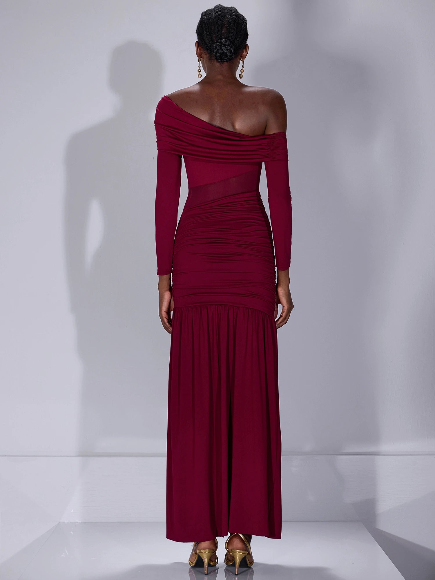 One Shoulder Asymmetric Mesh Maxi Dress|NOOSGOP