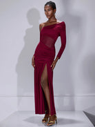 One Shoulder Asymmetric Mesh Maxi Dress|NOOSGOP