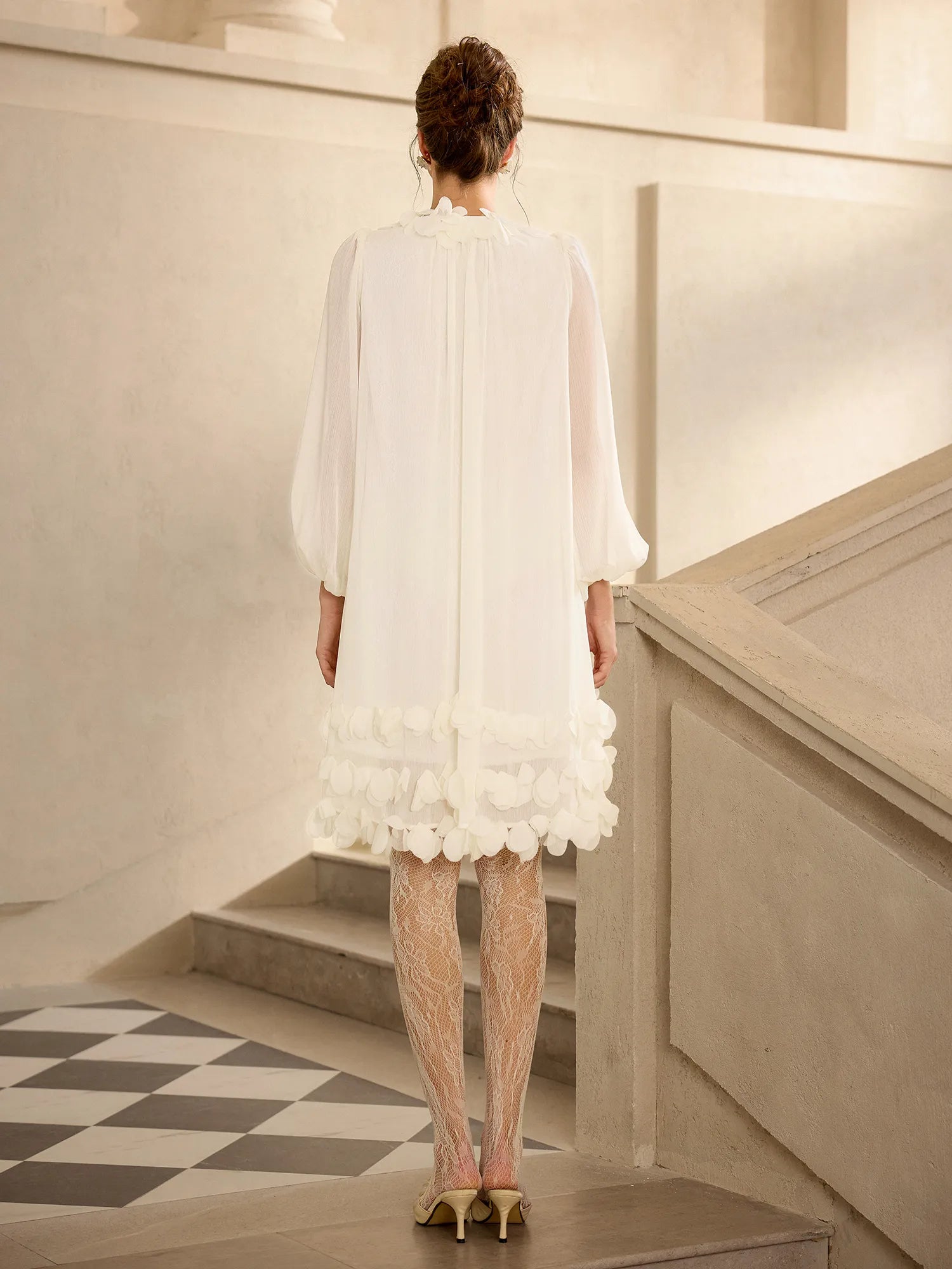 Petal Trim Neckline and Hem Mini Dress|NOOSGOP