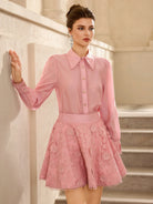 Pink Lace Collared Mini Dress|NOOSGOP