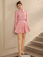 Pink Lace Collared Mini Dress|NOOSGOP