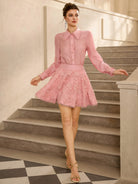 Pink Lace Collared Mini Dress|NOOSGOP