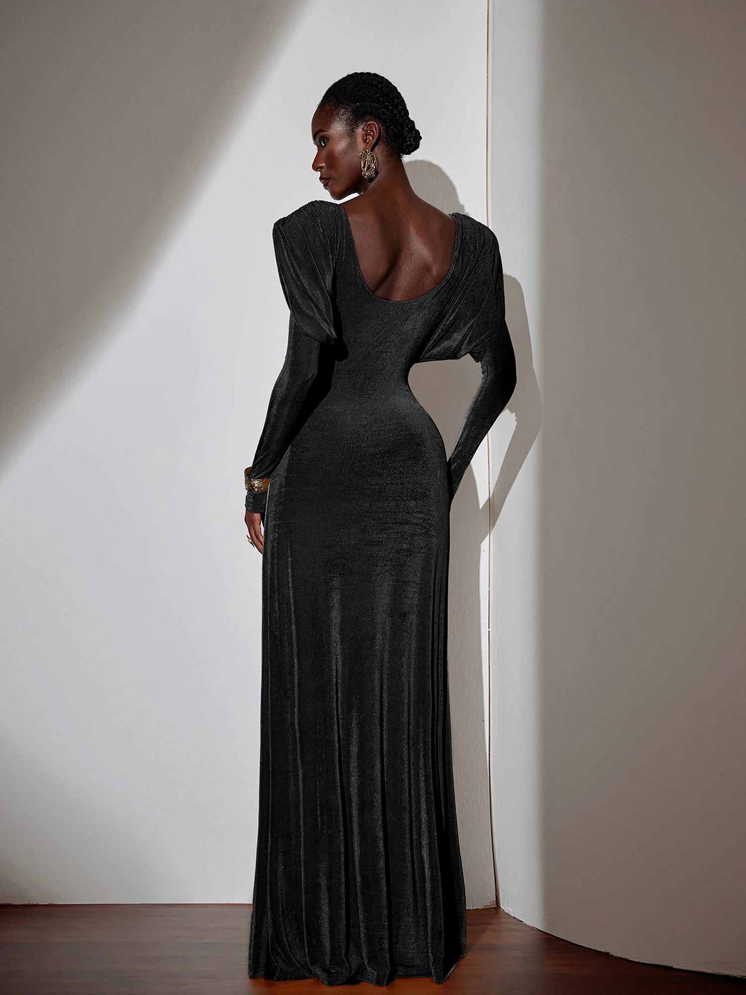 Brown Off-Shoulder Maxi Dress