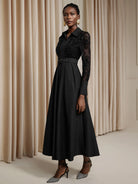 Printed Sheer Beaded Maxi Dress with Belt|NOOSGOP