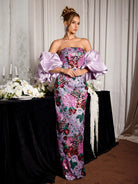 Puff Sleeve Floral Evening Maxi Dress|NOOSGOP