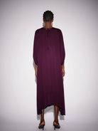 Purple Crew Neck Mesh Midi Dress|NOOSGOP