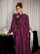 Purple Ruffle Midi Dress|NOOSGOP
